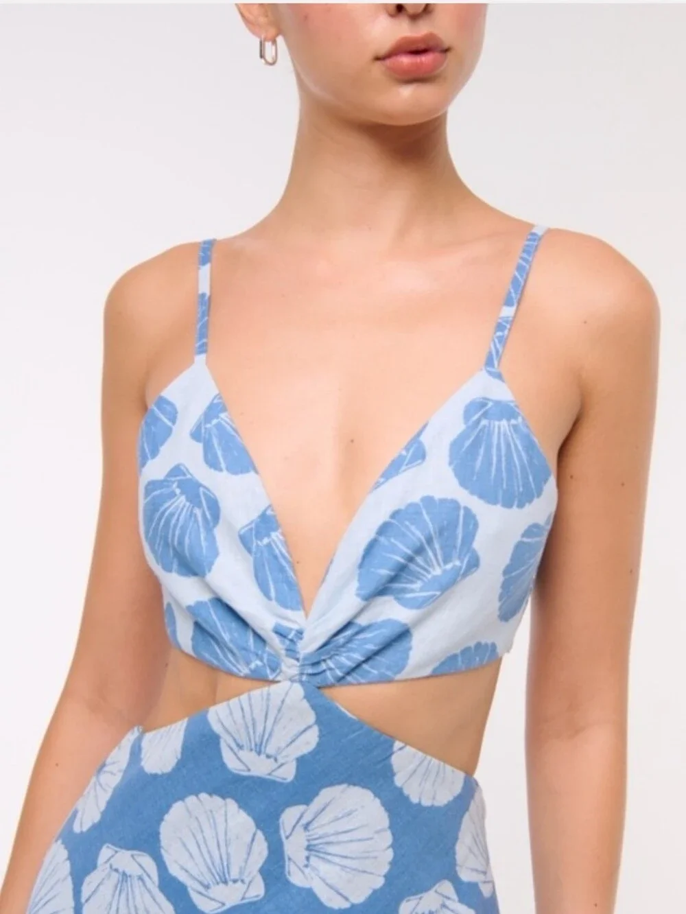 Abercrombie & Fitch Blue Shell-Print Cutout Maxi